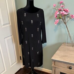 WHBM Black Embellished Long-Sleeve Dress
